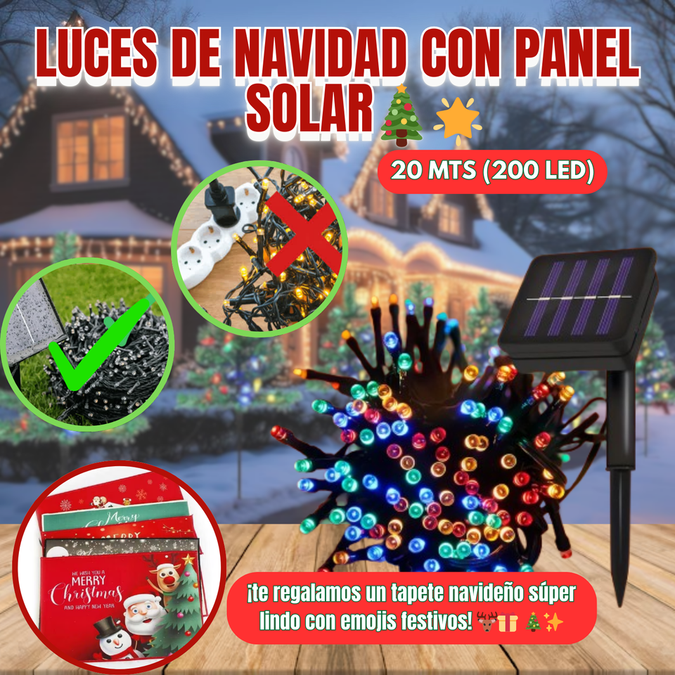 Luces de navidad con panel solar(20 MTS)🎄🌟