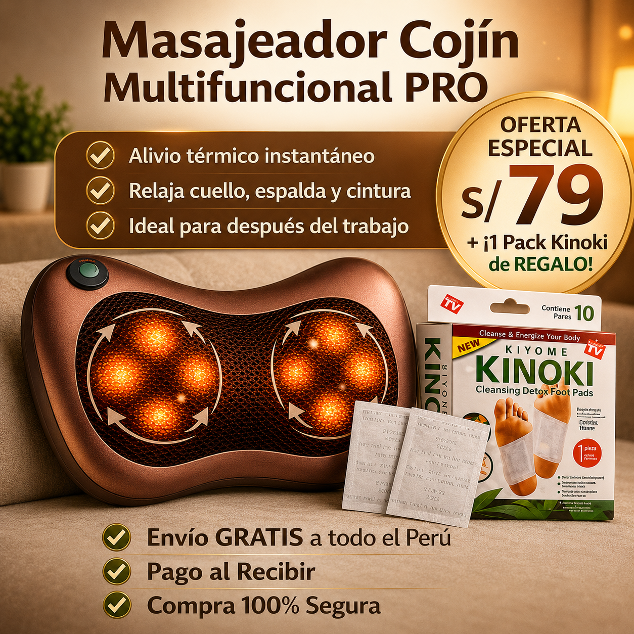 MASAJEADOR COJIN MULTIFUNCIONAL PRO