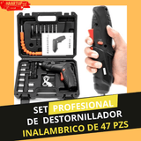 Taladro Destornillador Inalámbrico Recargable de 47 piezas | Envio Gratis
