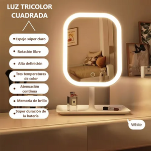 Espejo LED + Organizador de Brochas de Maquillaje (💖 Combo Especial Día de la Madre 💄✨  )