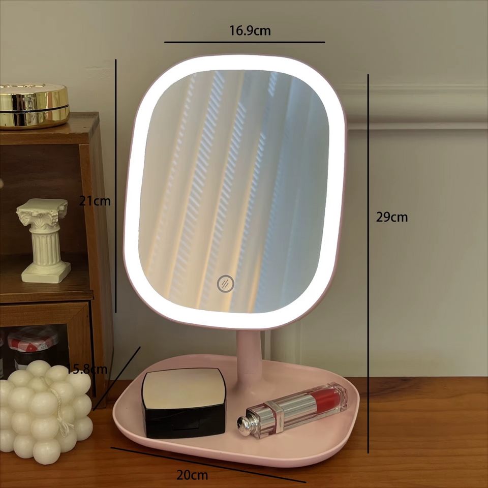 Espejo LED + Organizador de Brochas de Maquillaje (💖 Combo Especial Día de la Madre 💄✨  )